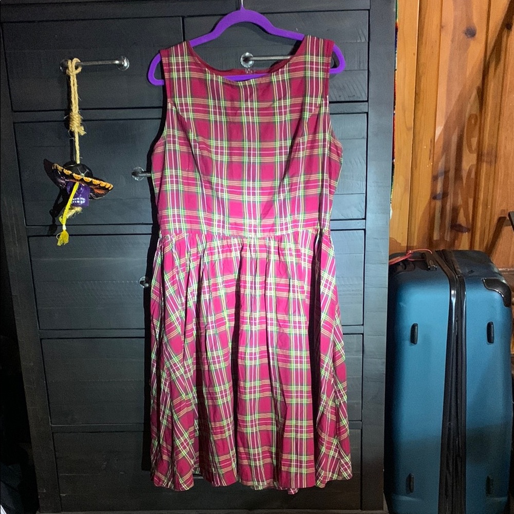 Lindy Bop Pink Plaid Midi Dress